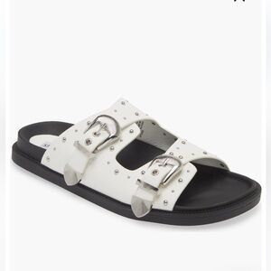 Steve Madden Connely Buckle Slide Sandal White Womens Sz 7.5